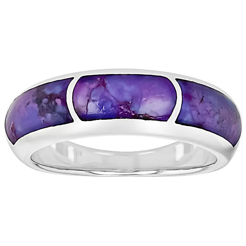 JTV Purple Turquoise Sterling Silver 3-Stone Inlay Ring JTV Purple Turquoise Sterling Silver 3-Stone Inlay Ring
