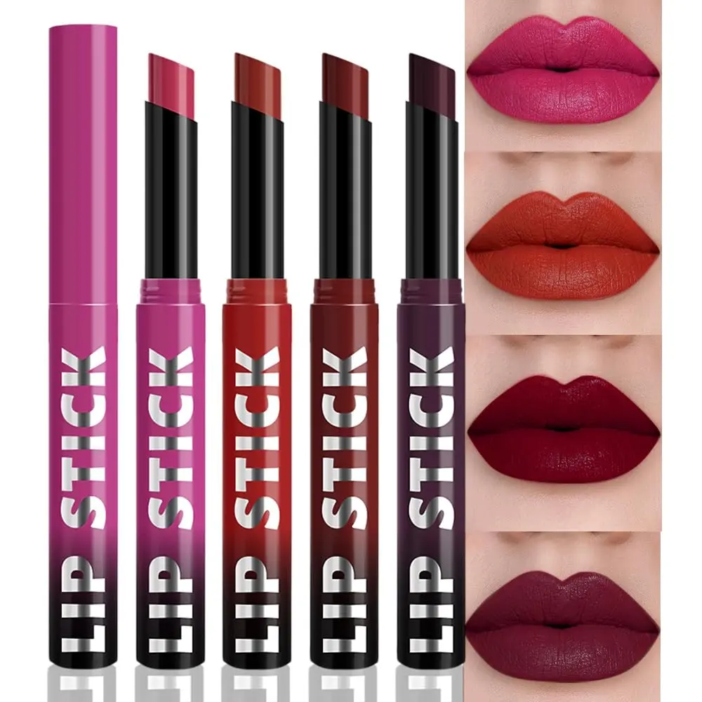 Lipstick Crayon Set for Women, Neutral Lip Stick Pencil 24 Hour Long Lasting Waterproof, Non-Drying Hydrating Formula Lip Gloss Makeup