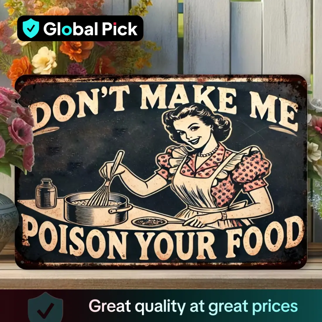 Vintage Iron Sign, Don't Make Me Poison Your Food Sign, Wall Decor for Home Restaurant Bar Cafe Garage, Home Decor