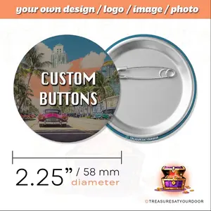 100x Custom 2.25” Buttons Custom Pins, Design Your Own Personal Pinback Buttons