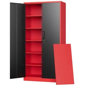 Letaya 71"H Metal Storage Cabinets with Lock Door and 5 Adjustable Shelves Steel Garage Tool Organization Cabinets for Home Utility Room Warehouse Lockers Durable Heavy-Duty Steel Frame