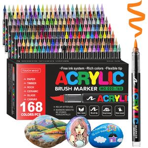 acrylic paint markers set, soft brush tip acrylic paint pens for wood rock glass canvas stone fabric glass metal ceramic canvas diy crafts art supplies,back to  school,halloween,christmas gift