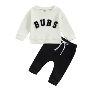 Toddler Baby Boy Fall outfit Bubs Letter Embroidery Sweatshirt Top Elastic Pants Set Cute 2pcs Winter Clothes