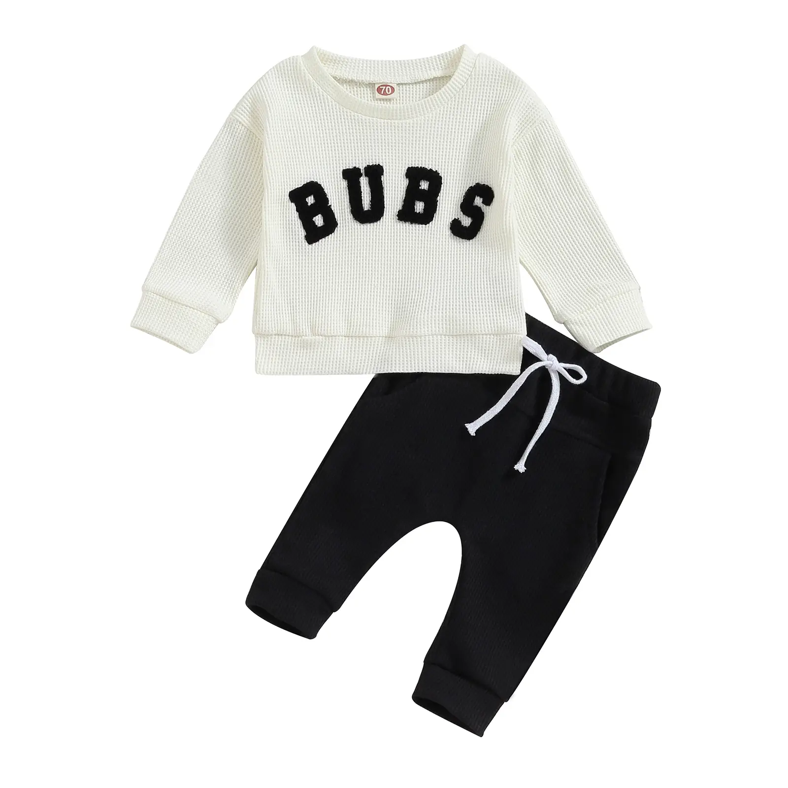 Toddler Baby Boy Fall outfit Bubs Letter Embroidery Sweatshirt Top Elastic Pants Set Cute 2pcs Winter Clothes