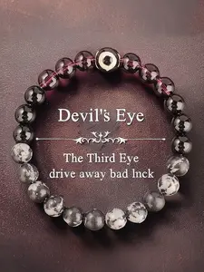 Natural Stone Beaded Bracelet, Punk Style Beaded Bracelet for Men & Women, Fashion Jewelry for Party, Daily Decor, Trendy All-match & Exquisite Jewelry for Birthday Gift