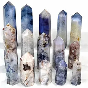 Crystal Blue Cherry Blossom Agate tower Crystal Blue Cherry Blossom Agate tower