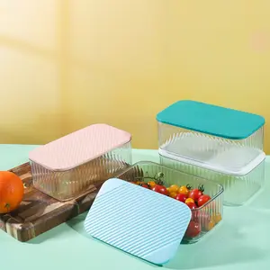 Rectangular Refrigerator Food Storage Box, Microwave Safe Plastic Meal Container, Fruit Organizer Sealed Box, Kitchen Essentials