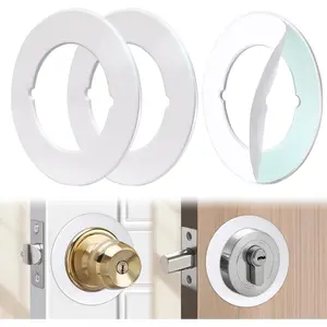 2 Pcs Upgraded Door Knob Plates with Double-Sided Tape Thick Stainless Steel Scar Plates for Deadbolts & Knobs Durable Door Lock Hole Covers for Fixing Loose Knobs and Damaged Areas White