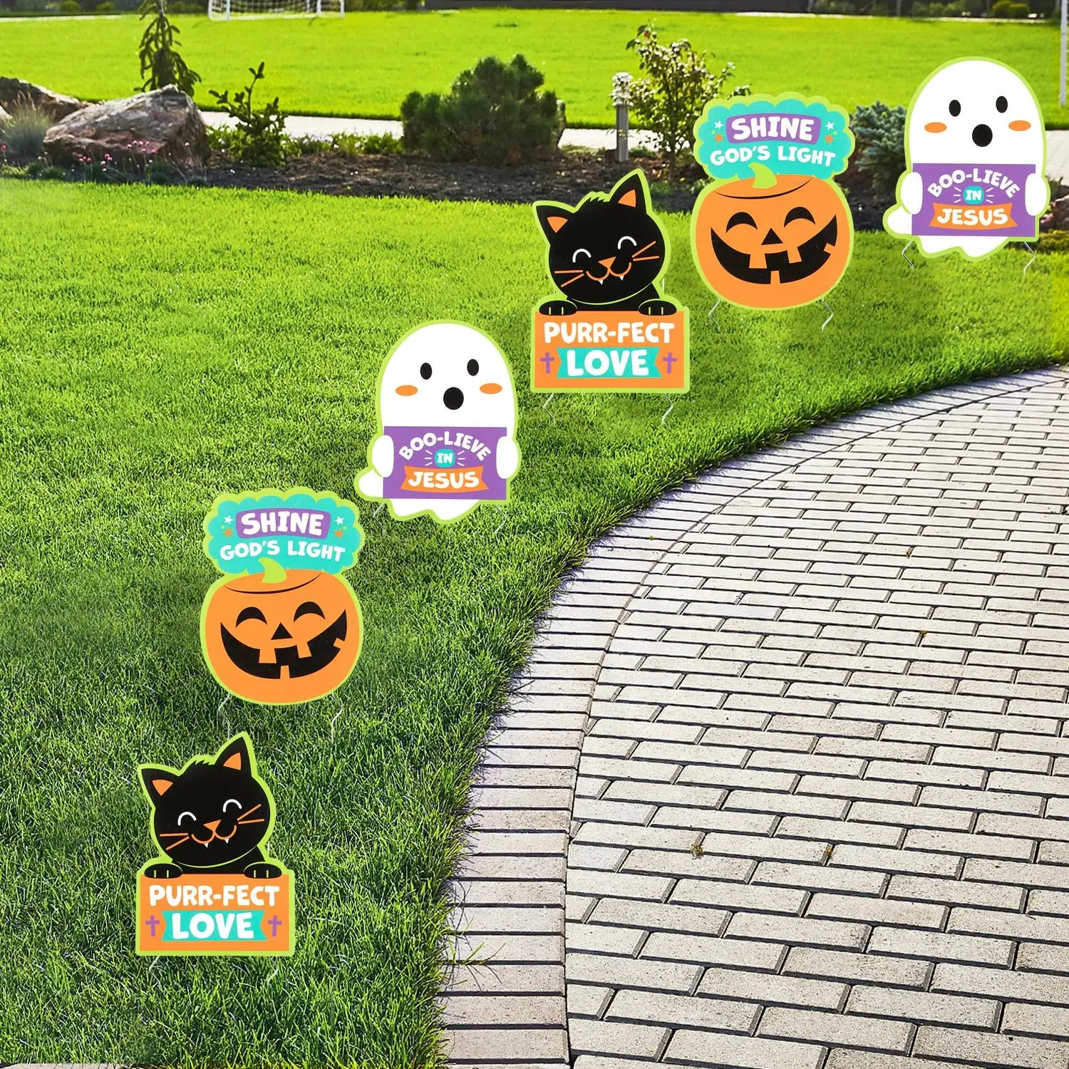 8" - 11" Religious Halloween Sidewalk Yard Signs - 6 Pc.
