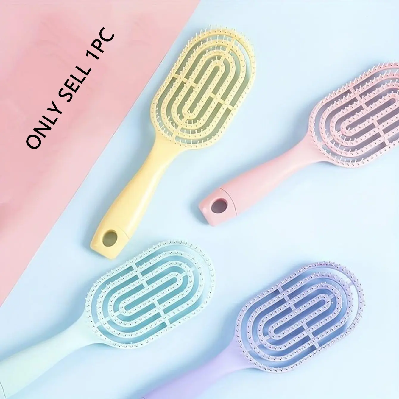 Available in 4 colors, Hollowed-out massage comb for women, airbag/air cushion, scalp/head acupressure, student-friendly, fluffy styling, ribbed comb for dry and wet use, Versatile usage, ideal for home use, portable package, long hair