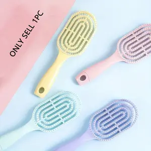 Available in 4 colors. Hollowed-out massage comb for women, airbag/air cushion, scalp/head acupressure, student-friendly, fluffy styling, ribbed comb for dry and wet use, fluffy hair massage comb for women, ideal for home use, portable package, long hair