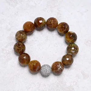 Agate 16mm Natural Gemstone Stretch Bracelet