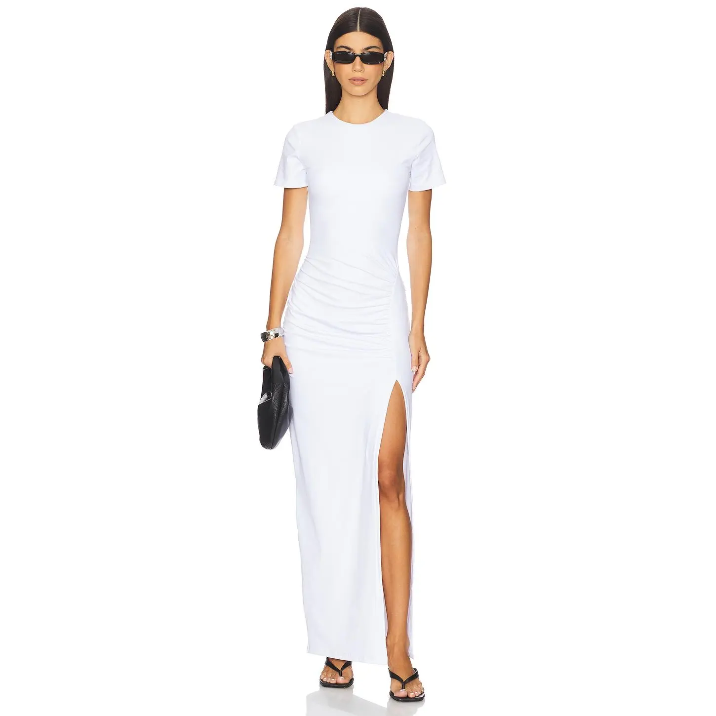 Susana Monaco Side Gathered Slit Dress in Sugar