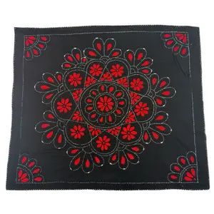 Lightweight Cotton 35/28 inch Blanket – Handmade Floral Embroidered Kantha Quilt (Double Layer Cotton fabric )