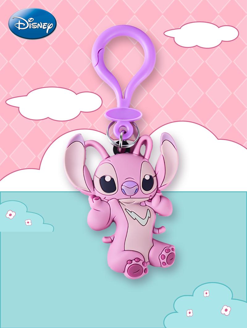 Disney Angel PVC Keychain 1PC Official License Cute Animal Bag Clip Charms Anime Figure Collector Keyring Backpack Decor Durable PVC Soft Rubber Gift