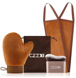 CZZXI Tanning Mitt, Body Brush & Back Tanner Applicator Kit – Self-Tan Applicator for Body, Face & Hard-to-Reach Areas | Includes Storage Pouch