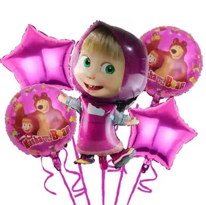 5PC MASHA AND THE BEAR BALLOONS GEORGE BALLOON