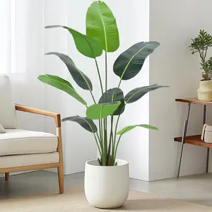 Bird of Paradise Artificial Plant Tree, Faux Bird of Paradise Plant with Black Pot Green Tropical Artificial Plants for Indoor Home Living Room and Offices Decoration Decorative Fruit Flower Gift Ornaments 5Ft-B-1Pc