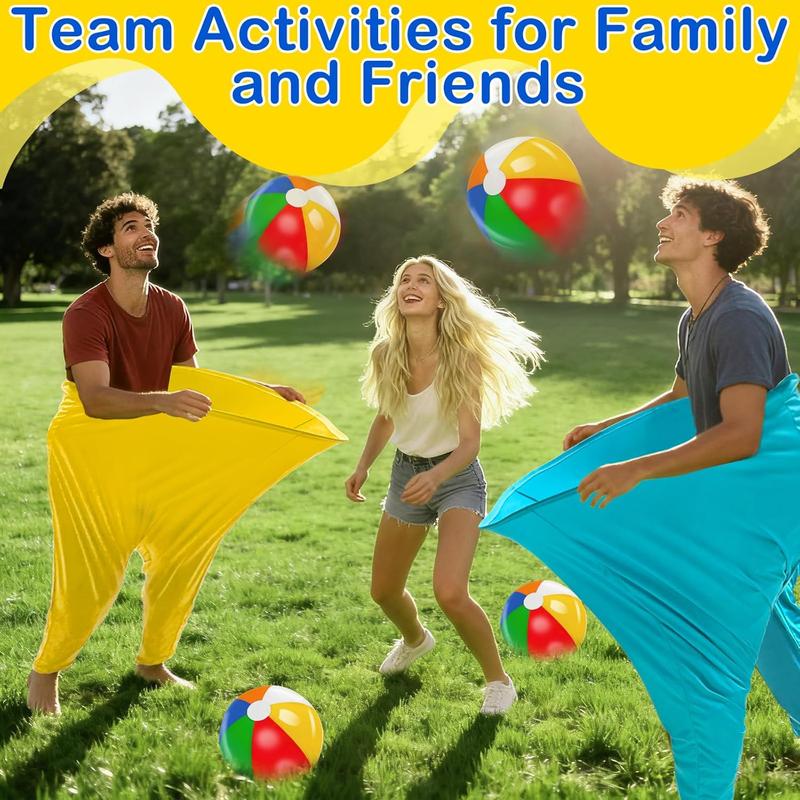 6 Pcs Granny Pants Yard Game, 2025 New Funny Giant Stretchy Pants, Granny Pants Outdoor Game with 4 Bouncy Balls & 1 Pump & 1 Granny Pant ( Random Color )