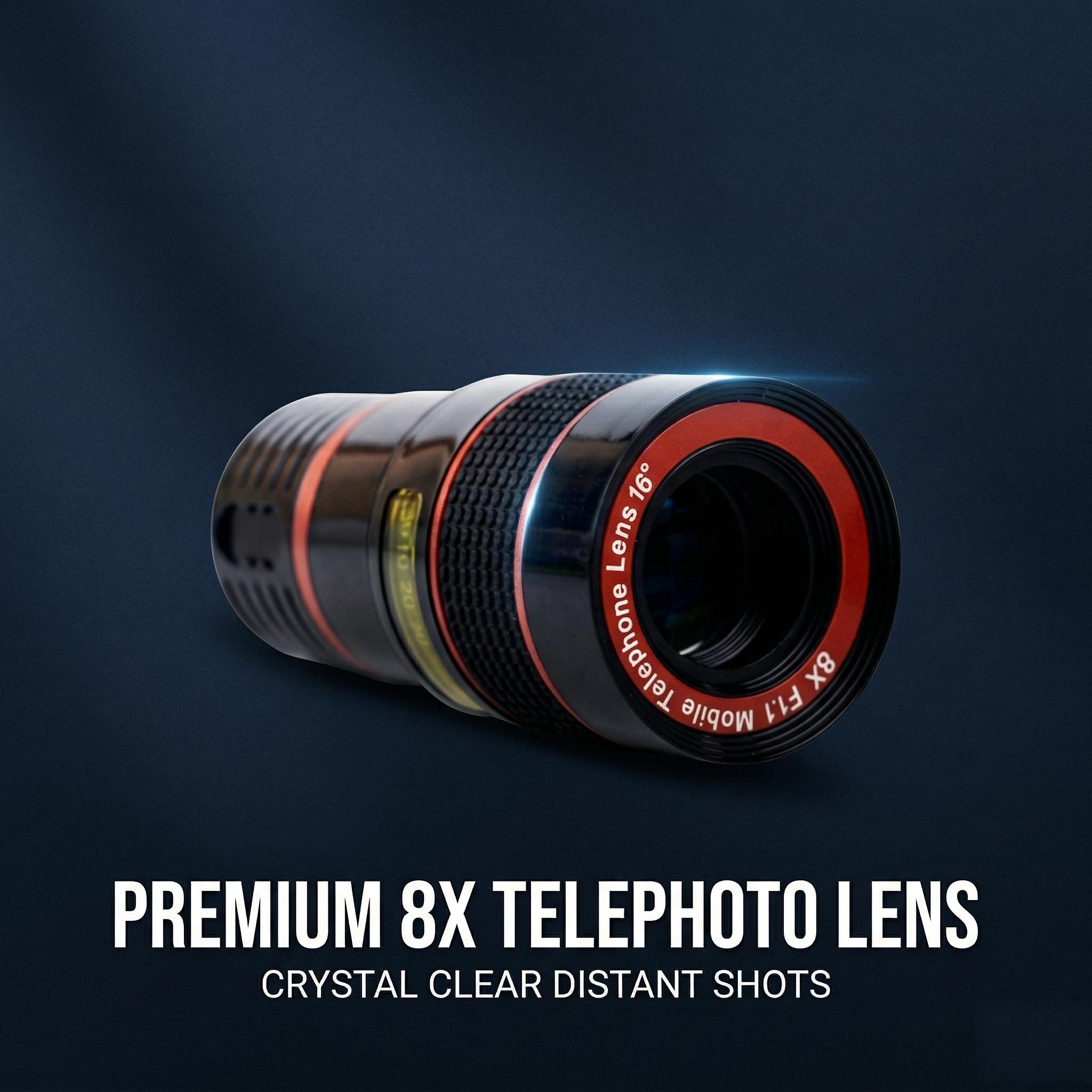 HD 8X Clip on Optical Zoom Telescope Camera Lens for Universal Mobile Cell Phone