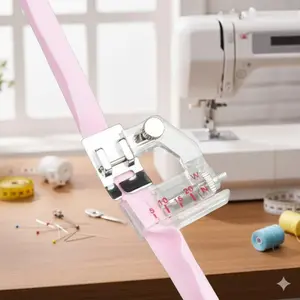 Snap-On Beaded Rolled Hem Presser Foot: Bias Cut Fabric Sewing Attachment, DIY Hemming Foot for Sheer & Denim, Compatible with Home Sewing Machine for Crafting & Garment Making, Sewing Supplies Crafts.