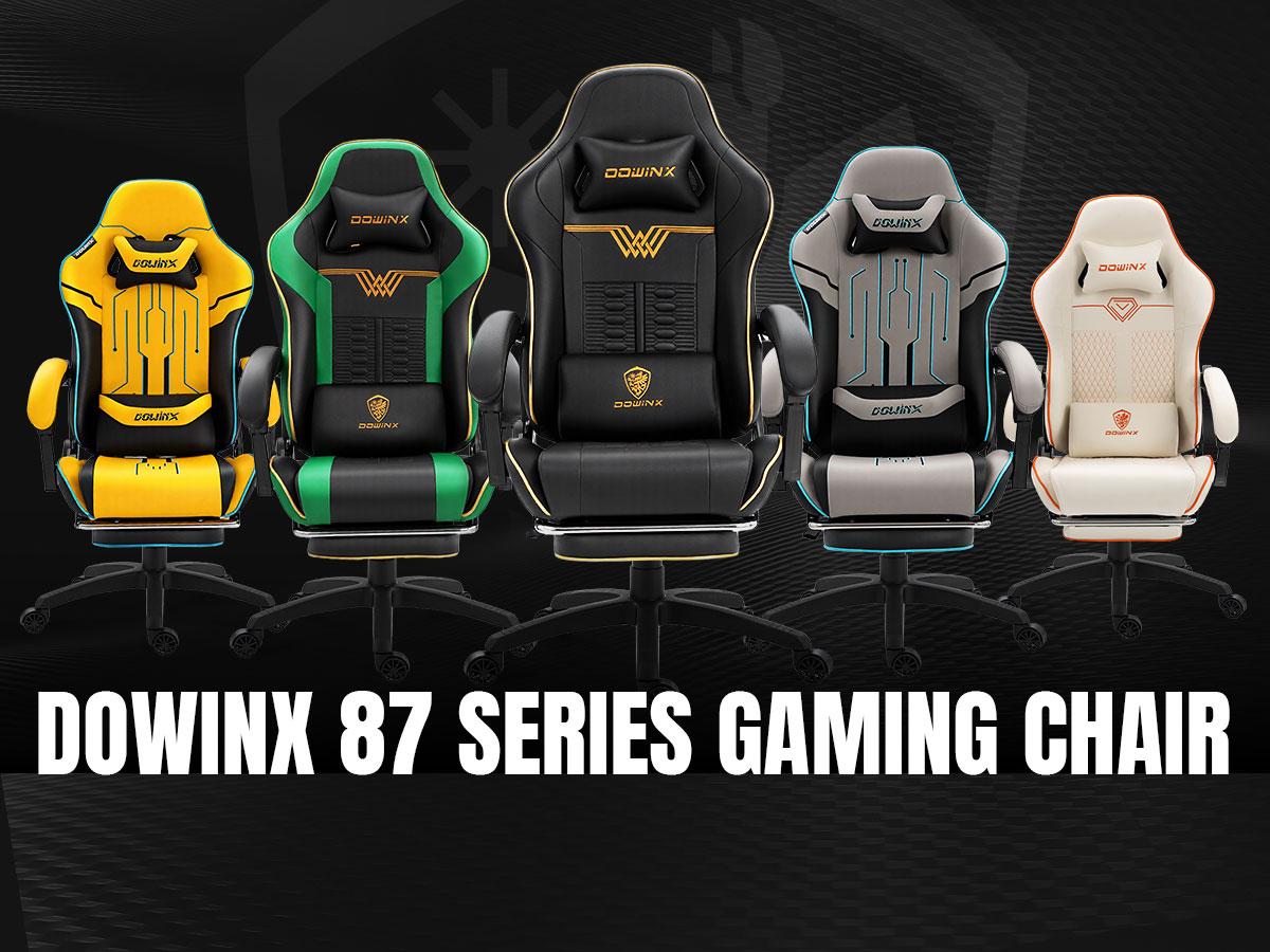 Dowinx Big and Tall Racing Style Gaming Chair 350LBS, Ergonomic Reclining Gamer Chair with Footrest & Massage Lumbar Support, Esports Design for Long Gaming or Work Sessions, Black