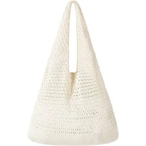 Fashion Crochet Bags, Beach Mesh Tote Bag Womens Shoulder Shopping Handbag Casual Travel Totes Bag Foldable Hobo Bags