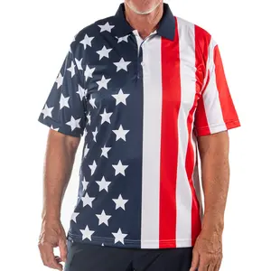 Men's Performance Golf American Flag Shirt Athletic Tops Athletic Techwear