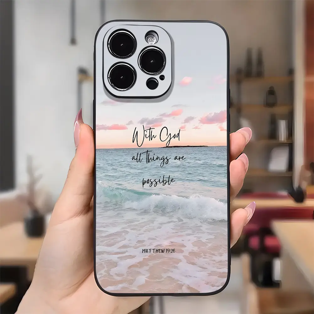 Phone case for iPhone 16 Pro Max 15 Plus 14 13 12 11 XR XS Christian Bible Oceans Aesthetic Pattern Anti-Scratch Shockproof TPU Bumper Drop-proof Cover