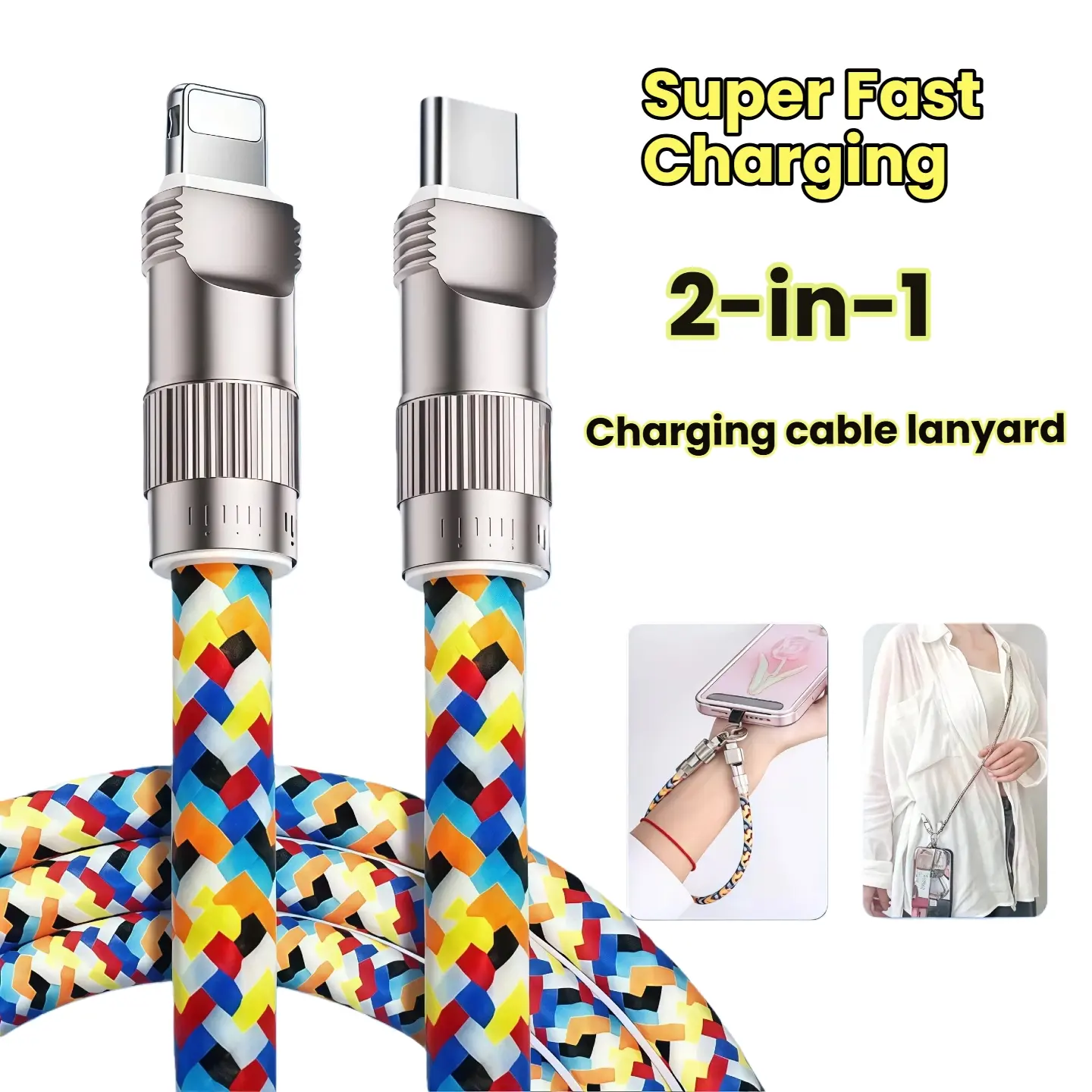 Mobile Phone Lanyard Data Line Charging Anti-Slip for Apple High-End Data Cable Wrist Strap Shoulder Multi-Functional Multiple Devices Compatible Phone Leash Cell Phone Lanyard Phone Accessories Cellphone Accessories