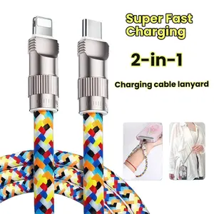 Phone Lanyard Data Line Charging Anti-Slip for Apple High-End Data Cable Wrist Strap Shoulder Multi-Functional Multiple Devices Compatible Phone Accessories