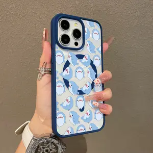 Trendy Magnetic Case for iPhone11/12/13/14/15/16/17/promax Cute Chubby Shark Pattern MagSafe Ready, Ultra Thin & Shockproof | Cute Pick for Girls