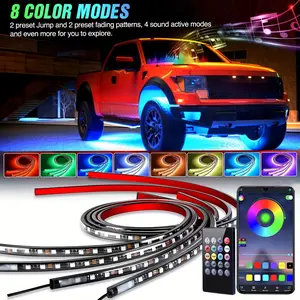 LED Car Bottom Strip Lights RGB Flexible Waterproof Strip Underbody Light For APP Control Exterior Underbody Decorative Colorful voice controlled chassis light decoration