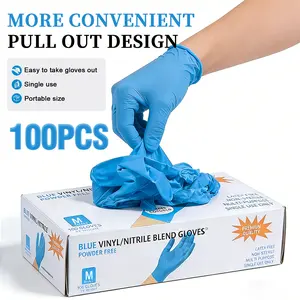 Blue/Black Nitrile Gloves,Disposable Latex-Free Powder-Free Cook Kitchen Nail HandCare DIY Art Craft Household Office Essentials Work, Durable Multi-Purpose Daily Home Decoration Tools Cleaning Gloves,Christmas Xmas New Year Holiday Gifts