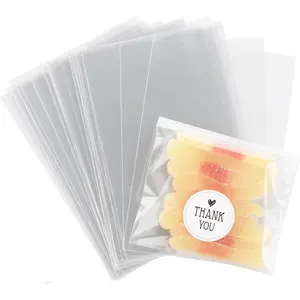 200 count Cookie bags, Clear Favor Cellophane Bags 4x6 Candy  Bags with Thank you Stick, Cookie Packaging for Birthday Wedding Sleeves  Sticks