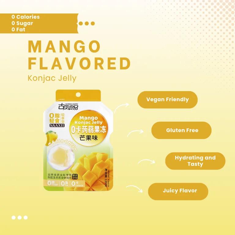 SAAXII Konjac Jelly Zero Sugar Low Calorie Snow Pear Flavor High Fiber Vegan Gluten Free. 1 Bag includes 8 Mini Packs