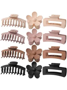 12pcs Women's elegant plastic hair clip set, flower design, square claw shape, versatile and stylish accessory, suitable for everyday styling, makeup, and decorating thick hair.
