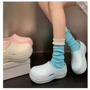 FoamFam 2026 Lazy Girl Chunky Clogs Y2K Inspired Slip On Platform Pastel Holes for Breathability Most Comfortable Aesthetic Shoes for Running Errands