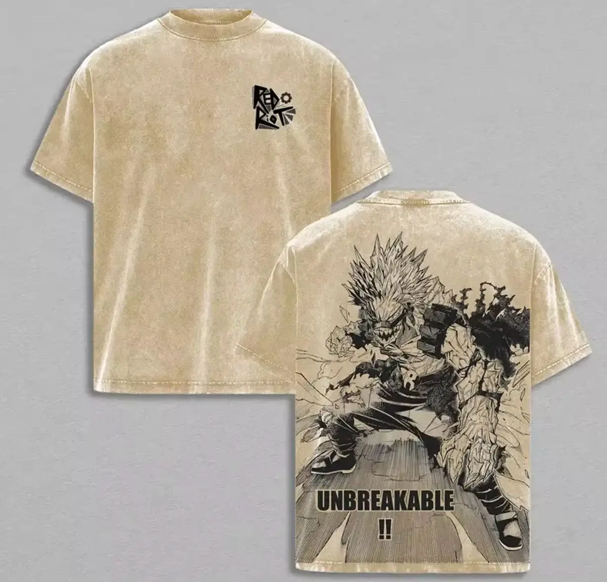 New Eijiro Kirishima Graphic T-shirt Anime My Hero Academia Washed Oversized T Shirt Men Women Clothing Cotton Short Sleeve Tees J