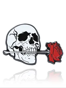 Skull Rose Brooch Pin, Unique Gothic Style Jewelry Accessory, Flower Brooch, Perfect Gift for Halloween & Punk Fashion Enthusiasts