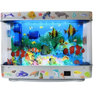 Fish Tank Lamp - Moving Aquarium Night Light with   Effect, 80s Retro Design for Adult Relaxation, Artificial Aquarium Decorative Lamp for ' Room and  Owners( Plug)