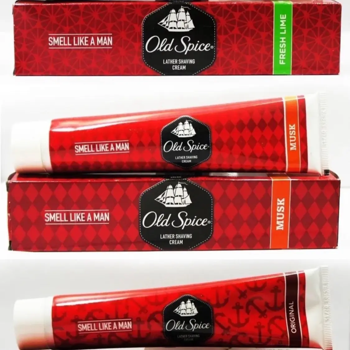 Old Spice combo (original/musk/fresh lime) Shave Cream Tube, 70g each 3 Pack Hydrating Sensitive Skin All Skin Types