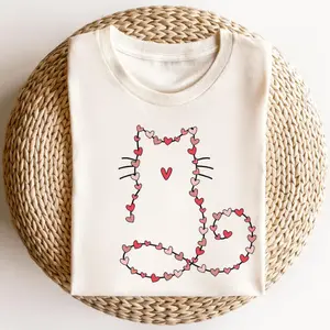 Cat Valentine Heart Shirt: Retro Crewneck for Cat Lovers