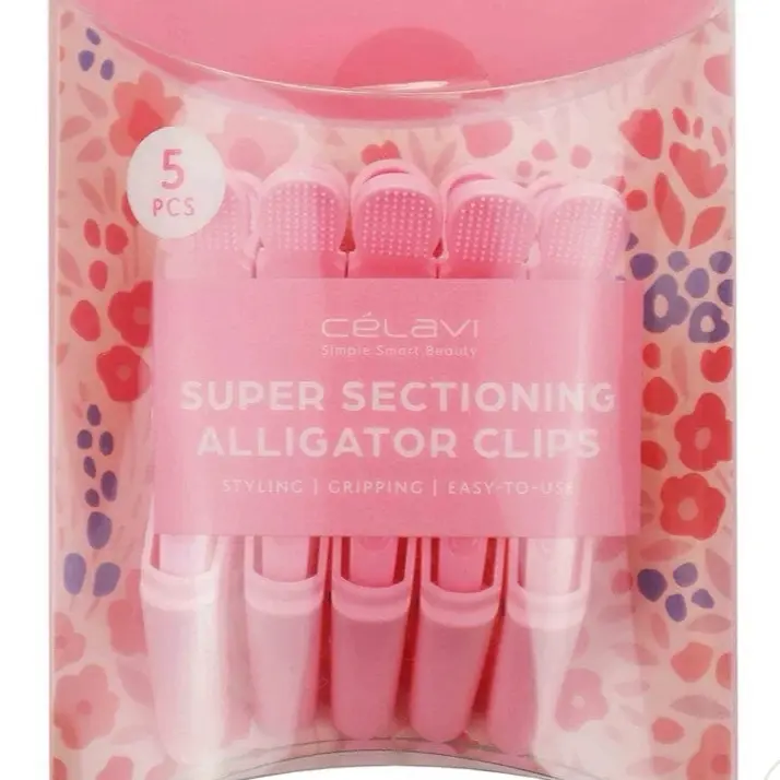 Celavi Pink Sectioning Alligator Hair Clips set of 5