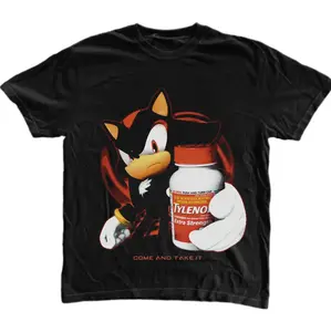 Unisex "Tylenol" Come And Take It Printed Cotton Round Neck T-Shirt - Shadow the Hedgehog Graphic Tee, Casual Gothic Grunge Y2k Emo Scene Amity Affliction Style, Streetwear with Comfortable Fit