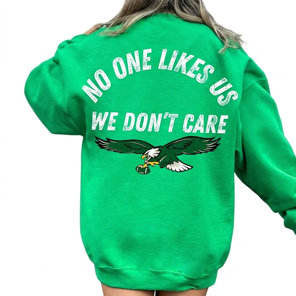 No One Likes Us Sweatshirt, We Don't Care Saquon Jersey, Eagle Football Sweatshirt Crewneck, Game Sweatshirts, Unisex Sweater Game Day Gift For Boy Girl