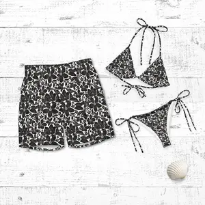 Island Floral Matching Couples Swimwear, His and Hers Tropical Beach Outfits, Romantic Honeymoon Vacation Essentials, Set