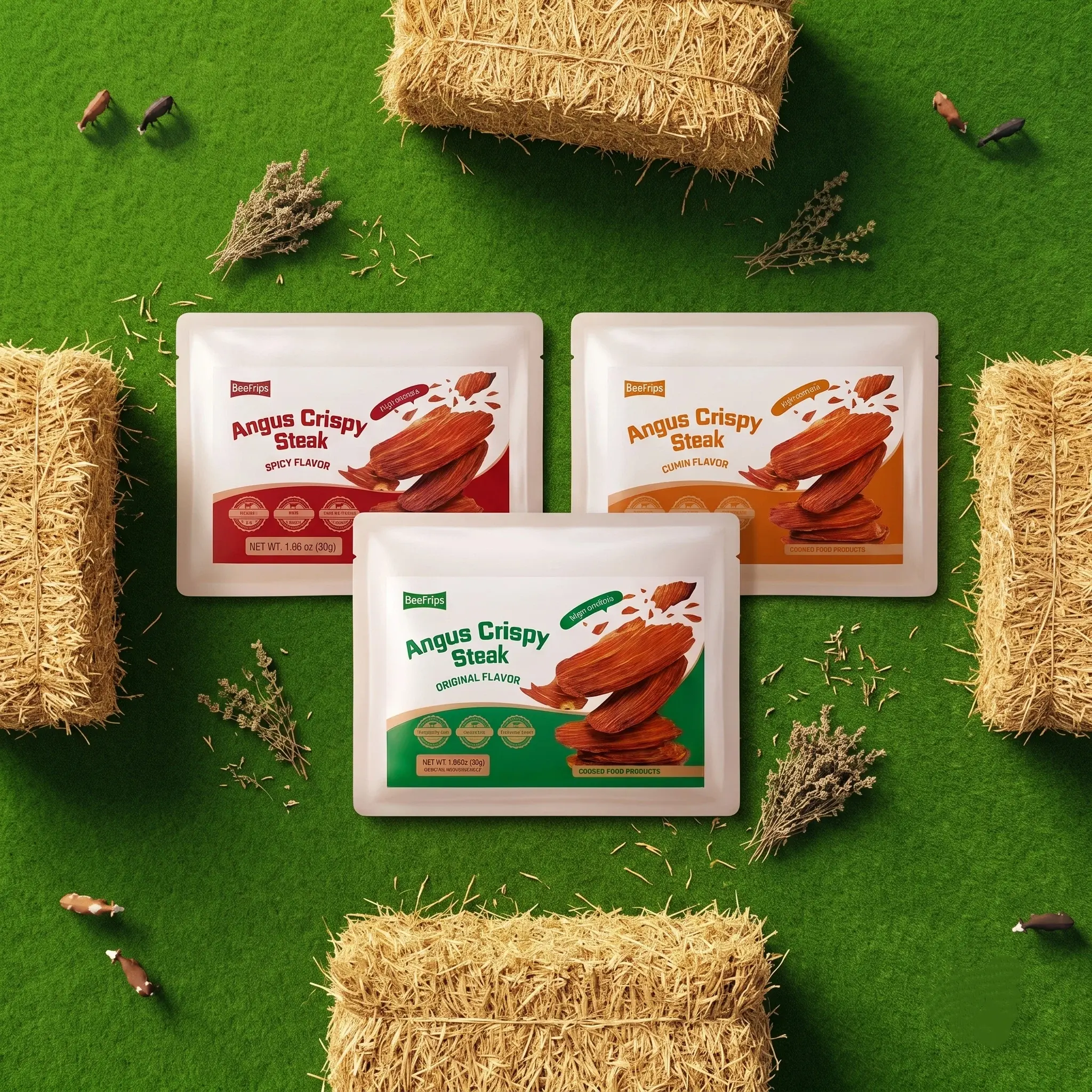 Beefrips Angus Beef Jerky Crisps, Crispy Beef Chips Snack, Original Cumin Spicy Flavors - 54.5g Protein per 100g, Clean Ingredient, 0 Additives, Keto & Carnivore Friendly, High Protein Gym Snack, Jerky Alternative Natural Meat Fiber