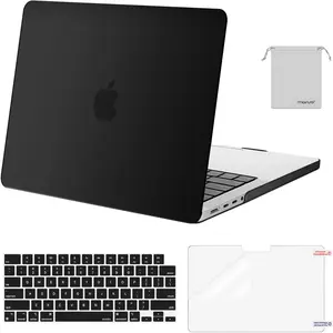 MOSISO Compatible with MacBook 14 inch Case 2025 2024 2023 2022 2021 M4 M3 M2 M1 A3112 A3185 A3401 A2918 A2992 A2779 A2442, Plastic Hard ShellKeyboard CoverScreen FilmPouch, Black