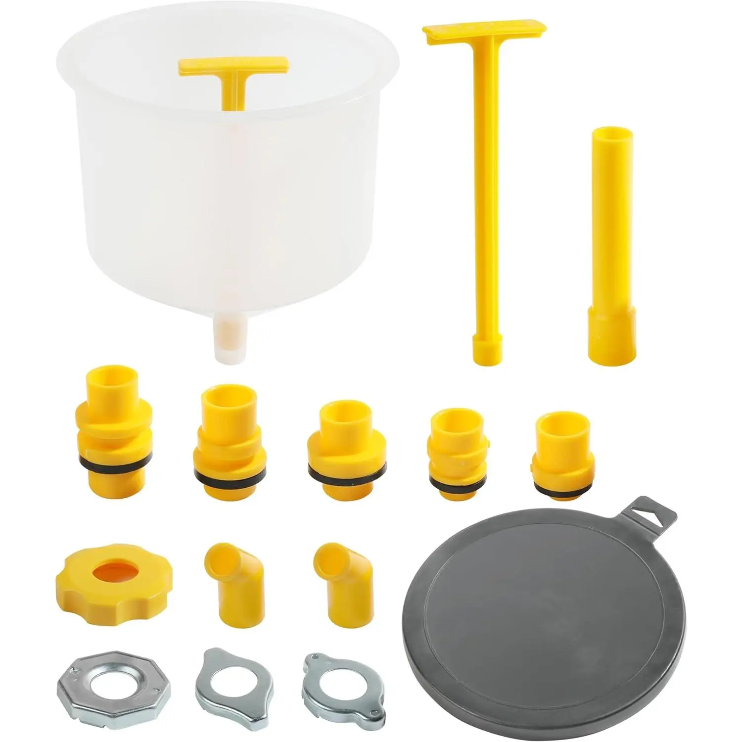 No Spill Coolant Funnel Radiator Flush Kit - Universal Fit Automotive Tool with Rotary Switch, Vehicle Antifreeze Bleeder, High-Temp PP Build, 2pcs 45° Elbows, Cars Accessories (Inches-Sized Components), Car Tools